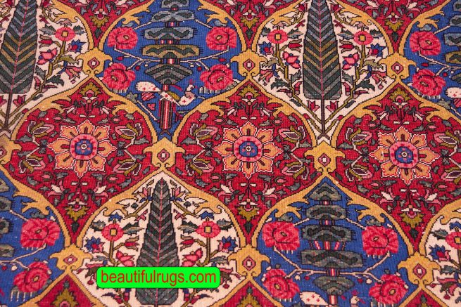 Vintage Persian Bakhtiari rug with red color, Pine tree design. Size 10x13.7