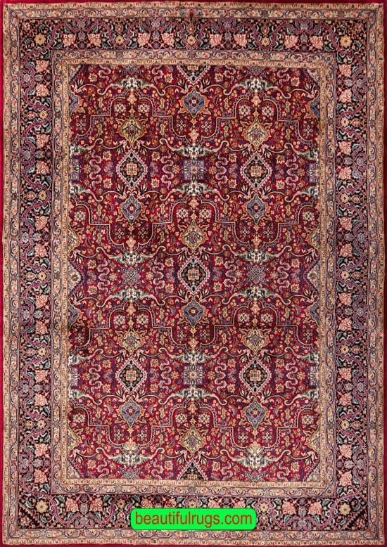 Sarough Rug, Hand Knotted Allover Design Traditional Persian Rug. Size 8.3x11.5