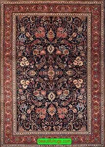 Old Rug, Handmade Persian Sarouk Rug, Allover design Traditional Rug. Size 7.9x11