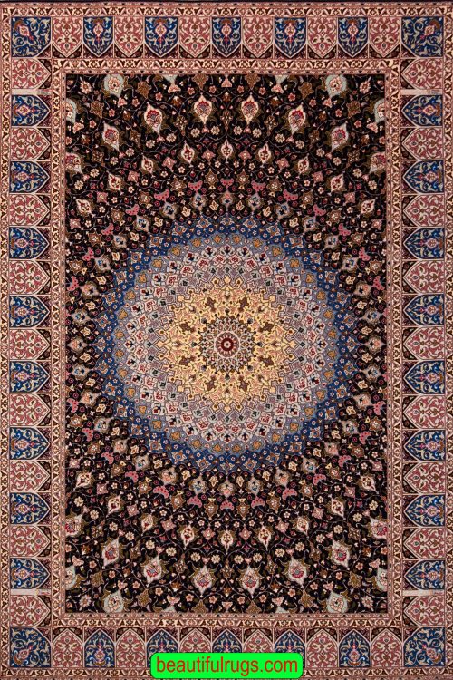Persian Rug, Hand Knotted Persian Tabriz Rug, Gonbadi Design Rug. Size 6.9x10
