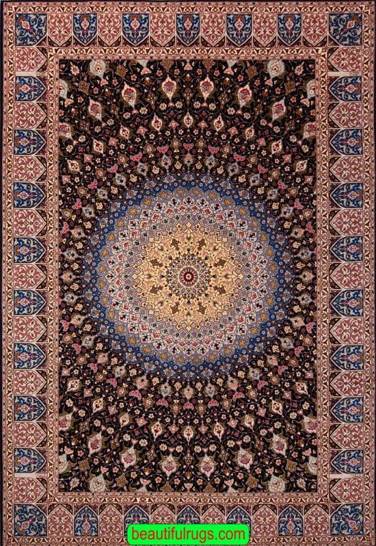 Persian Rug, Hand Knotted Persian Tabriz Rug, Gonbadi Design Rug. Size 6.9x10