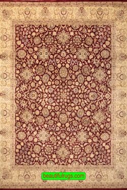 Handmade Oriental Rug, Allover Design Red Color Kashan Rug, Wool Rug. Size 8.2x10.3