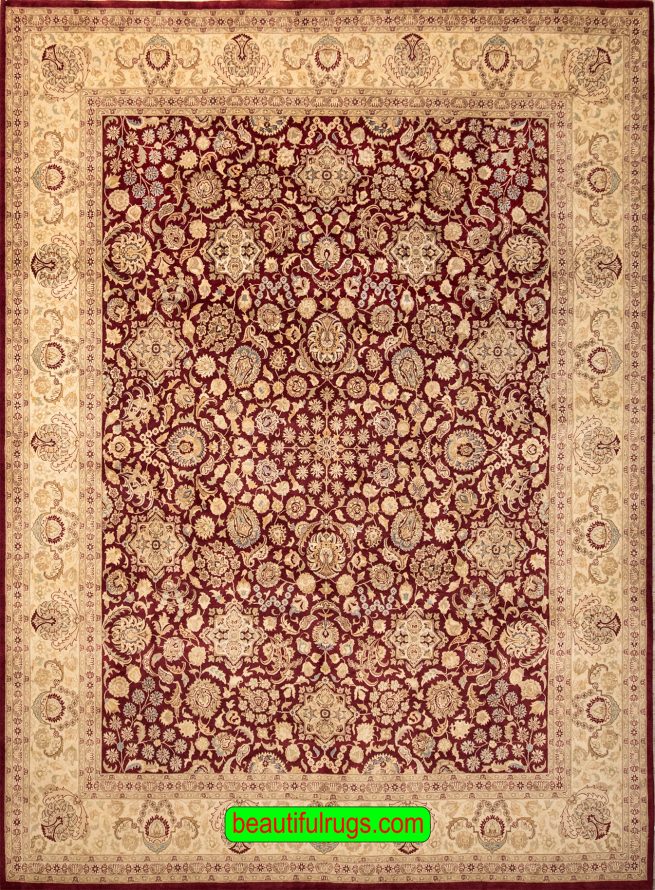 Handmade Oriental Rug, Allover Design Red Color Kashan Rug, Wool Rug. Size 8.2x10.3