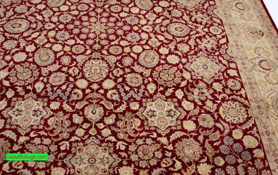 Handmade Oriental Rug, Allover Design Red Color Kashan Rug, Wool Rug. Size 8.2x10.3