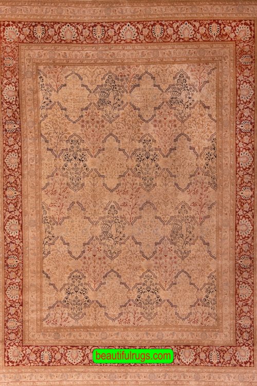 Oriental rug pattern from the Caspian Sea rug weaning area with beige and red colors. Size 8.1x10.3