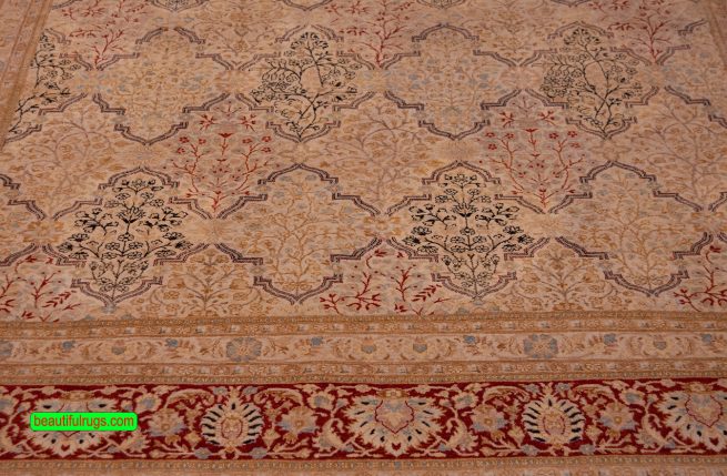Oriental rug pattern from the Caspian Sea rug weaning area with beige and red colors. Size 8.1x10.3