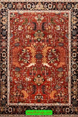 Geometriz Serapi design rug with orange color. Size 8.1x9.10