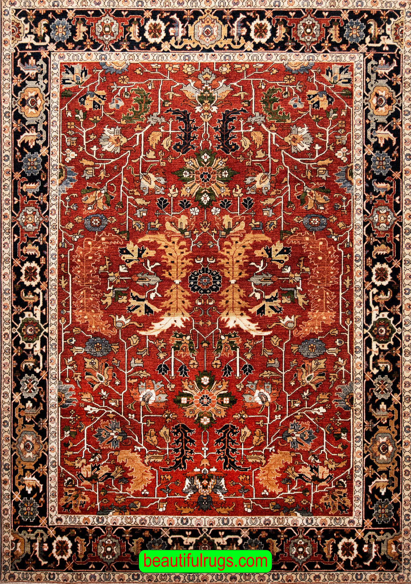 Geometriz Serapi design rug with orange color. Size 8.1x9.10