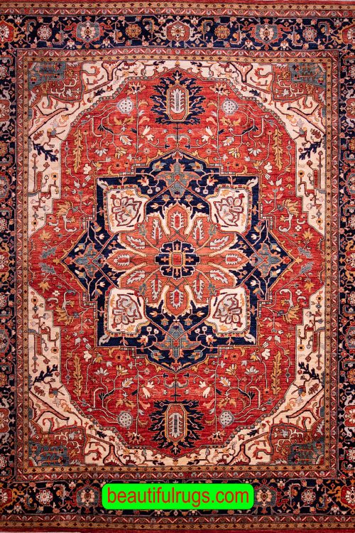 Geometric Serapi design rug with Terracotta color. Size 12.2x14.10