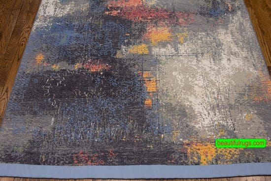 Multicolor handmade modern rug from India. Size 4.8x6.9