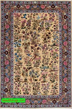 High quality Persian Tehran rug, multicolor tree of life rug. Size 4x4.7