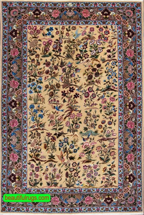 High quality Persian Tehran rug, multicolor tree of life rug. Size 4x4.7