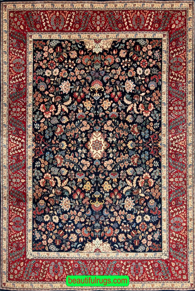 Handmade Persian Tabriz Rug, Floral Design Rug, Old Persian Rug. Size 8.4x11.2
