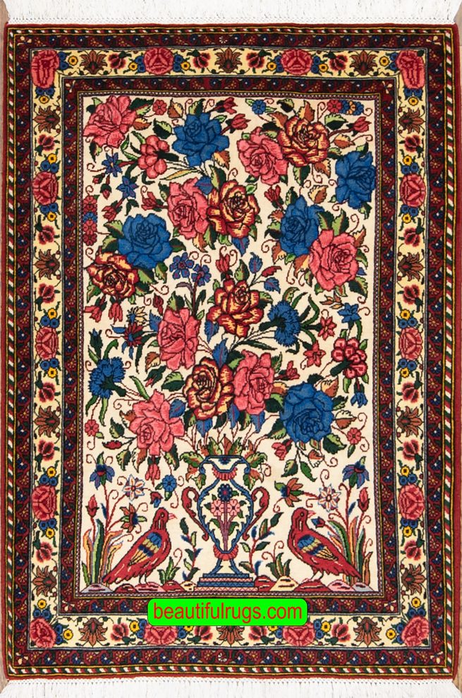 Handmade Persian Bakhtiari wool rug, multicolor accent rug. Size 3.8x5.4.
