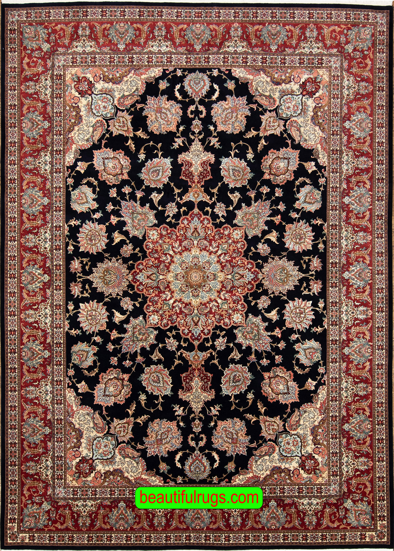 7x10 Traditional Black Large Area Rugs for Living Room