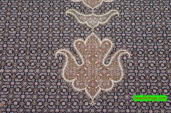 Area rugs on sale, Black rug, Persian Tabriz wool and silk rug. Size 6.6x10.2.