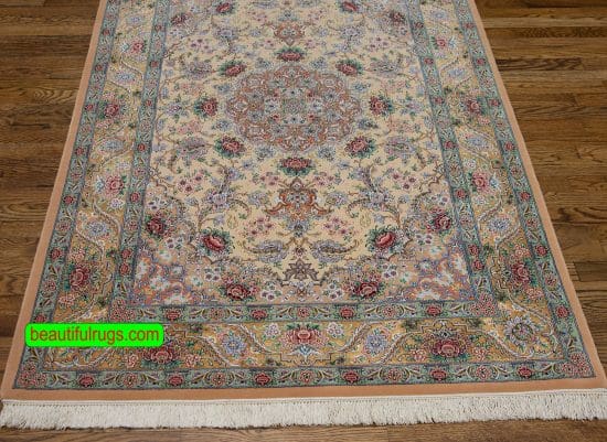 Esfahan Habib carpets, Handmade vegetable dyed Habib carpet in pastel and earth tone colors. size 4x6.2.