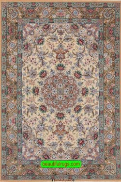 Esfahan Habib carpets, Handmade vegetable dyed Habib carpet in pastel and earth tone colors. size 4x6.2.