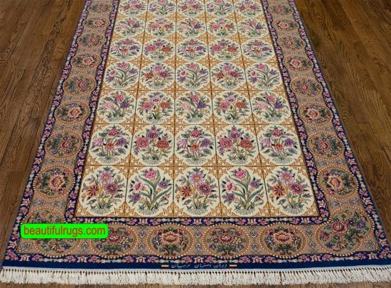 Handmade Persian Isfahan Rug. Garden design. Size 4.6x7.3.