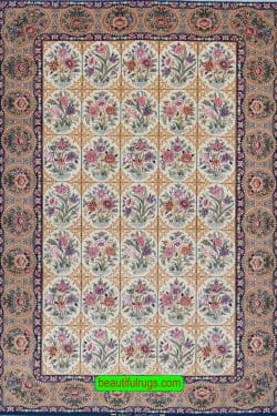 Handmade Persian Isfahan Rug. Garden design. Size 4.6x7.3.