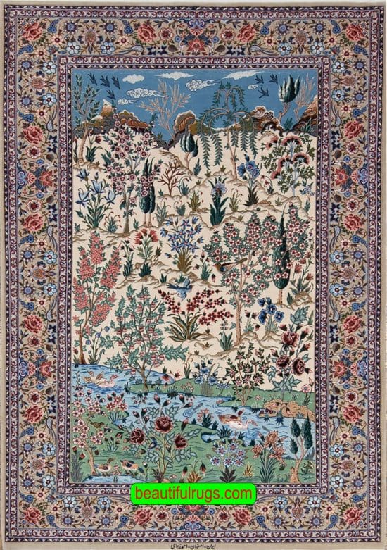 Handmade Persian carpet, multicolor natural dye. Size 4.4x6.9.