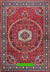 2220- Handmade Persian Tabriz wool rug with a unique round medallion. Size 6.10x10.2.