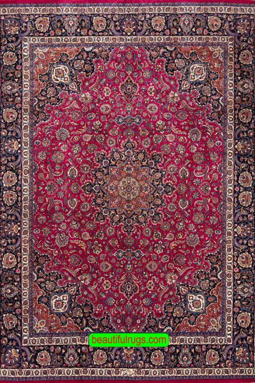 Persian Mashar rug in raspberry red color for living room. Size 10x12.8.