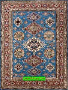 7425- Oriental area rug, geometric style Kazak wool rug made in Pakistan. Size 8.2x10.6