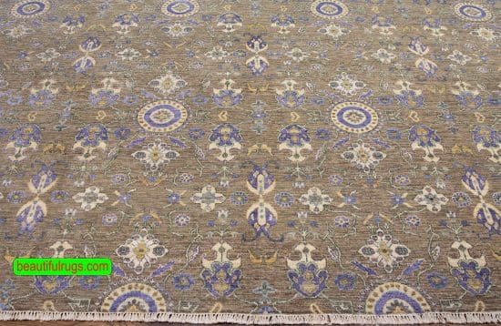 Contemporary area rug with pastel and taupe colors on sale. rug for under the dining table. size 9x12.4