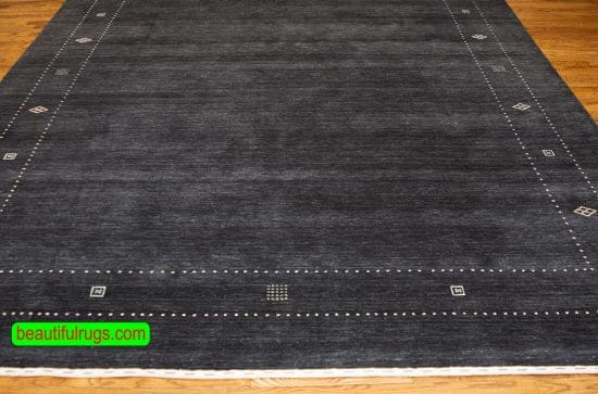 Black and white wool rug in Gabbeh style for the living room and bedroom. Size 9.2x12.1.