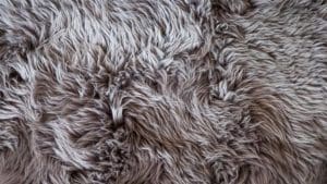 gray color shag rug with long and fluffy pile.