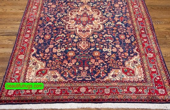 Persian carpets, handmade Persian Zanjan carpet, wool Persian carpet in blue color. Size 4.5x7.