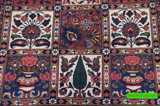 Traditional area rug, handmade multicolor Persian Bakhtiari wool area rug, four seasons design. size 3.5x5.