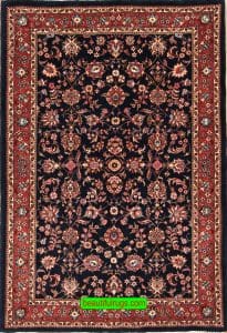 Hand knotted Persian Bijar rug, thick rug with navy blue and chestnut color. Size 3.10x5.7.