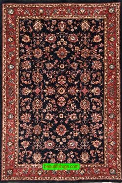 Hand knotted Persian Bijar rug, thick rug with navy blue and chestnut color. Size 3.10x5.7.