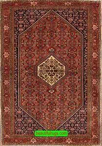 Hand knotted Persian Bijar orange area rug, thick wool Persian rug for heavy traffic areas. Size 3.10x5.6.