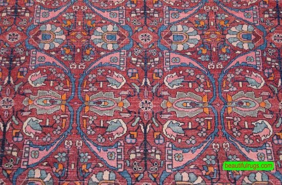 Persian carpet. hand knotted wool Persian carpet, old Persian Bijar carpet in rustic brown color. Size 4.6x7.3.