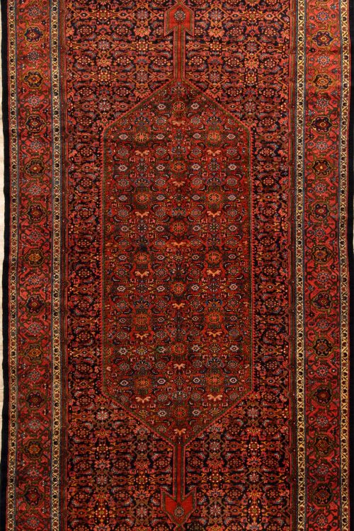 Antique Persian Farahan Rug, Odd Size Rug with Black and Rust Color