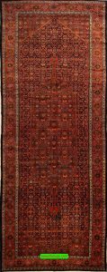 Odd size rugs, antique Persian Farahan odd size rug in rust and black colors