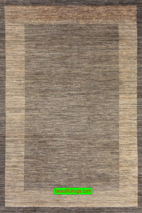 Handmade contemporary Gabbeh wool rug with brown and earth tone colors. Size 6.3x10.2