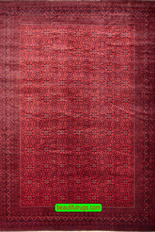 Large area rugs for large living rooms, tribal style in red and black colors. Size 13.1x18.7.