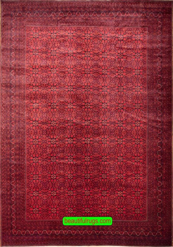 Large area rugs for large living rooms, tribal style in red and black colors. Size 13.1x18.7.