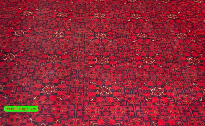 Large area rugs for large living rooms, tribal style in red and black colors. Size 13.1x18.7.