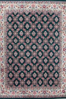 Handmade wool oriental rug, all-over floral design rug in green color. Size 9x12.