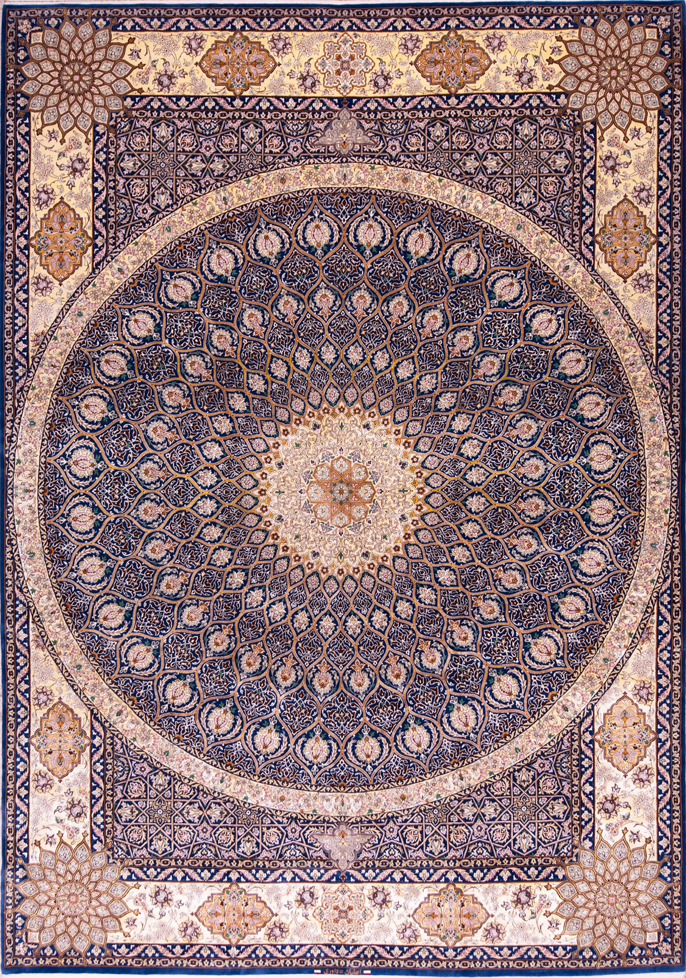 8x11 Rug Blue Mandala Persian Isfahan For