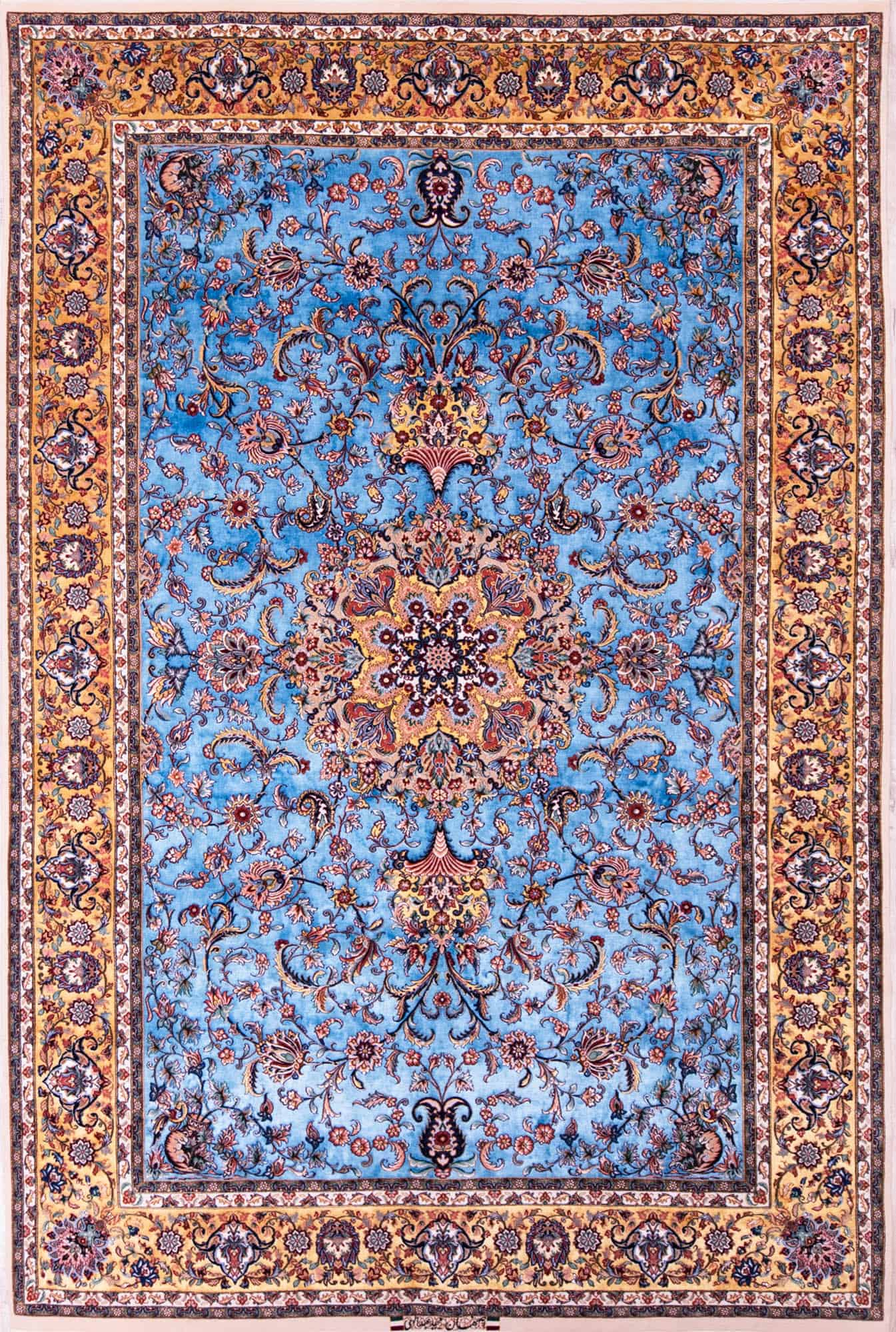 Silk Persian Rug Persian Isfahan Blue Rug Beautiful Rugs   2472 Persian Rugs Silk Persian Rug Handmade Persian Isfahan Blue Rug 