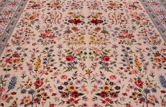 Azim Zadeh Rug, multicolor floral Persian Tabriz Rug, Masterpiece Bouquet of Roses Rug. Size 9.9x1.3.6.