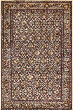 Hand knotted Persian Tabriz wool rug, beige color, all-over design rug. Size 3.3x5.