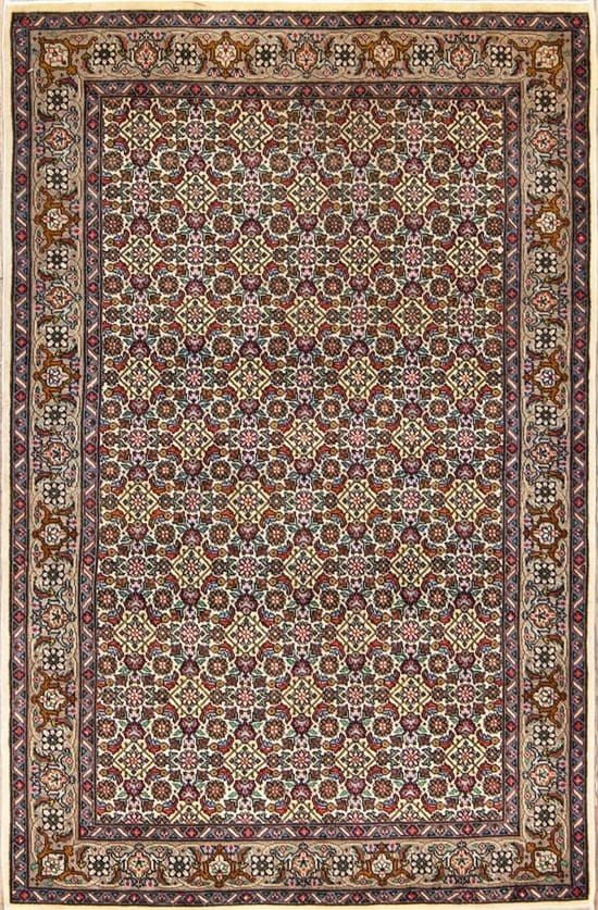 Hand knotted Persian Tabriz wool rug, beige color, all-over design rug. Size 3.3x5.