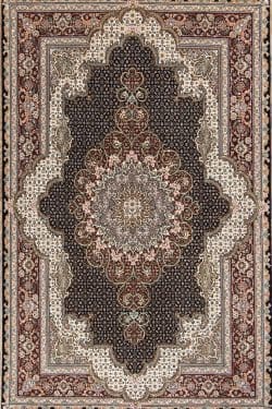 A classic style black area rug, Persian Tabriz wool and silk area rug. Size 3.4x5.5.